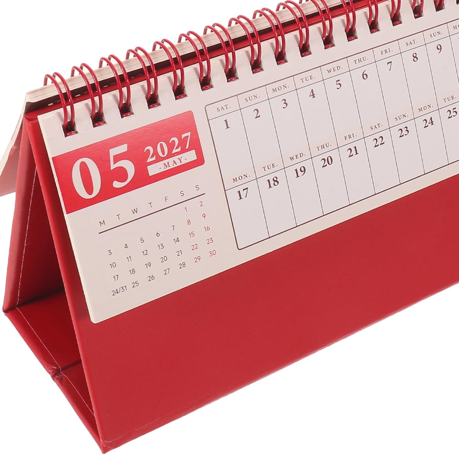 2027 Red Mini Standing Flip Desk Calendar for Quick Date Checks image 3