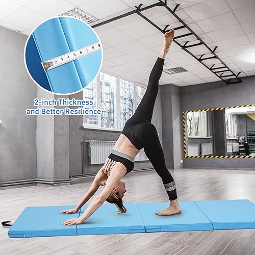 Miniatura 5 de ZENOVA Colchoneta de gimnasia de 6 x 3 x 2 pulgadas, 4 x 8 x 2 pulgadas, esterilla de ejercicio para el hogar, aeróbicos, entrenamiento, plegable,