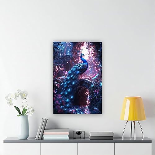 Miniatura 6 de XAHOR Cyber Peacock Temple Wall Art  Retro Futurism Fantasy Jungle Poster  Sci-Fi Bioluminescent Nature Print Canvas Poster Bedroom Decor Sports