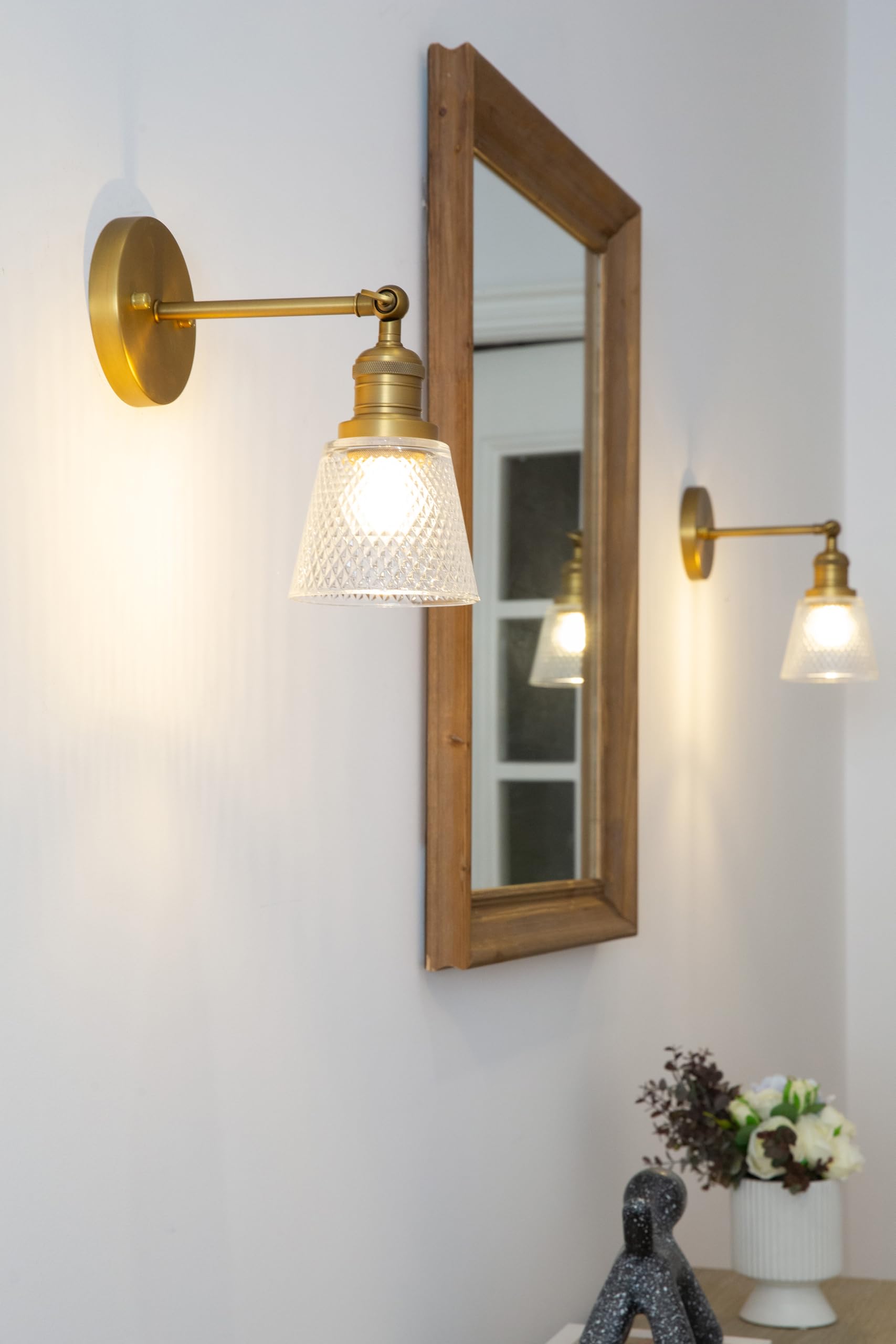 applique da parete in ottone con paralume in vetro, lampada da parete industriale per interni a 1 luce per camera da letto Bagno Vanity Corridoio sopra il lavello della cucina