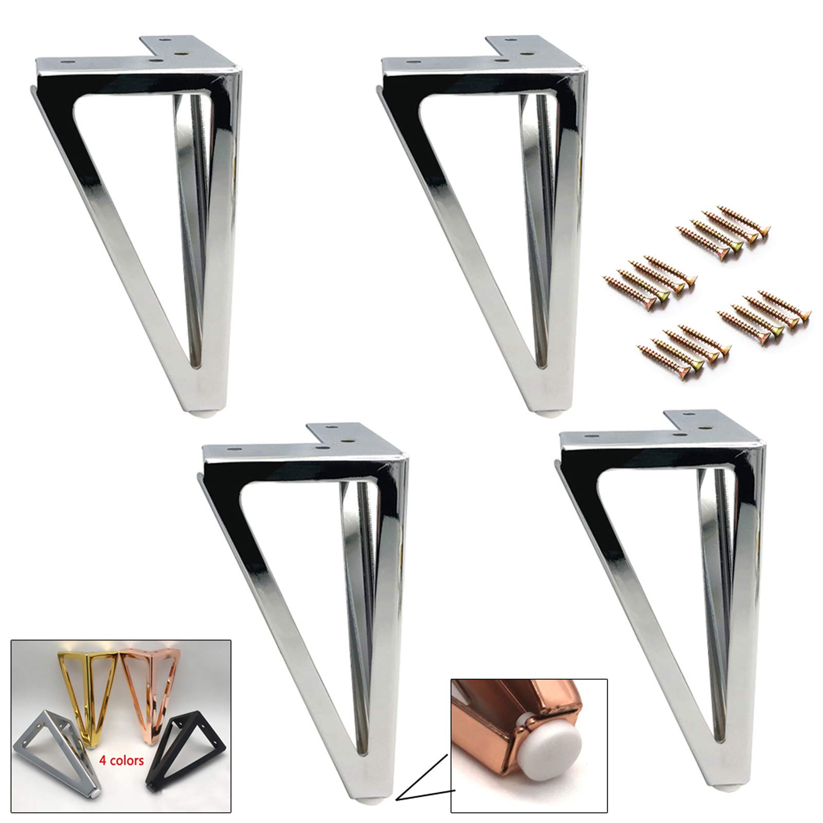 Gambe mobili di ricambio da 6"/15 cm,piedini triangolari per divani,piedini per mobili,gambe per tavoli in ferro fai-da-te,piedini per mobili,per sedie,gambe per mobili,gambe in metallo per divano,gam