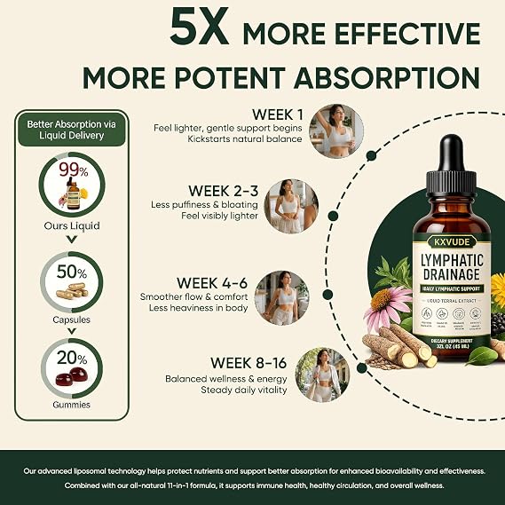 Lymphatic Drainage Drops, 4-Herb Liquid Lymphatic Drainage Supplement with Cleavers, Red Clover, Stillingia Root & Prickly Ash Bark, Supports Lymphatic Drainage, Immune System & Detox, Vegan (2)