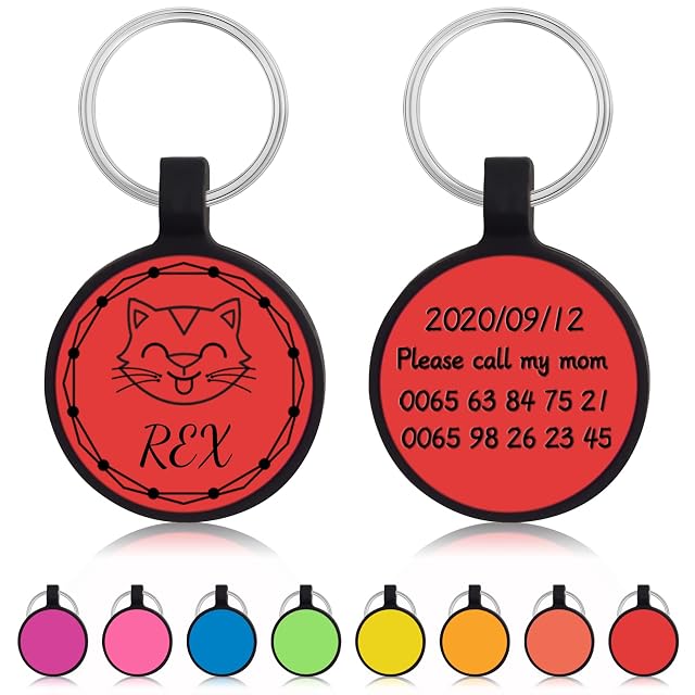 Uiopa 2pzs Chapa Perro Grabada, Silicona Ronda Chapas para Perros Personalizadas