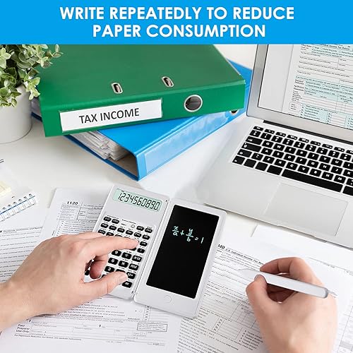 Miniatura 7 de IPepul Calculadoras científicas para escuela alta 10 dígitos digitales con tablero de escritura borrable calculadora de matemáticas para escuela