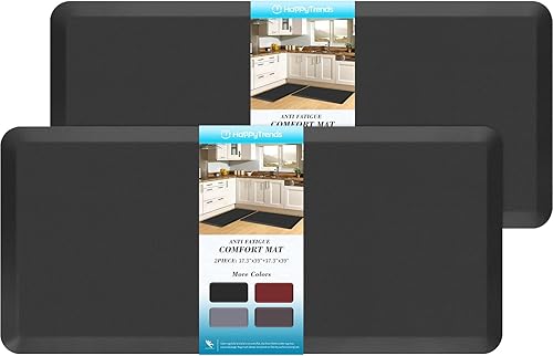 Miniatura 50 de HappyTrends Tapete de cocina [2 piezas] acolchado, cómodo, antifatiga, impermeable, antideslizante, tapete de espuma ergonómica gruesa y perfecta