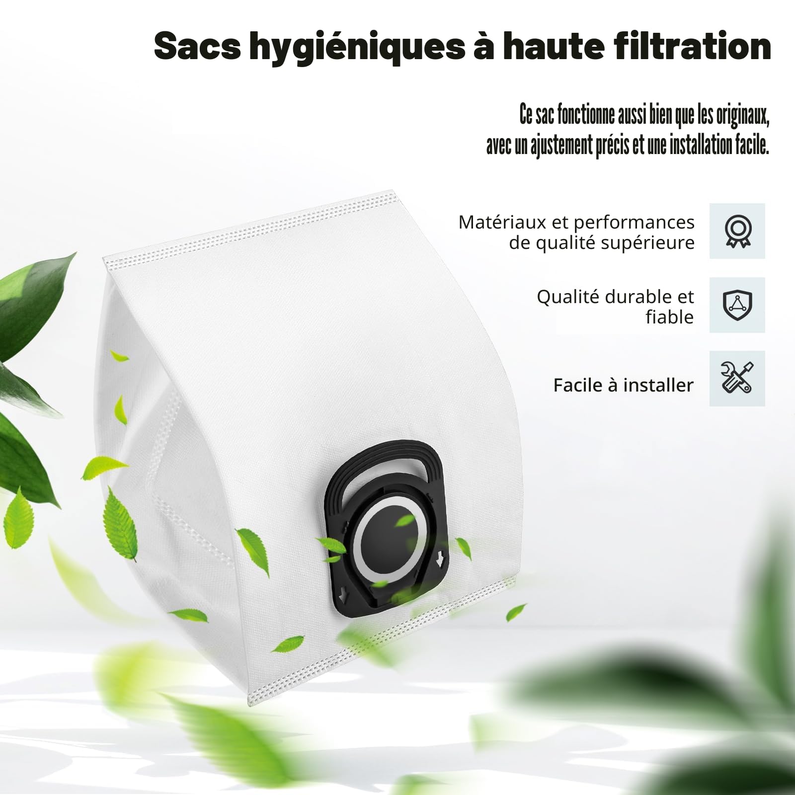 Lot de 10 Sacs Aspirateur Rowenta Hygiène+, Compact Power, Silence Force, X-Trem Power, Moulinex