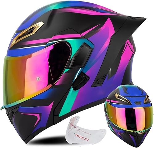 Casco de cara completa abatible para motocicleta con doble visera solar, aprobado por ECEDOT, casco de motocross para scooter, turismo, bicicleta,