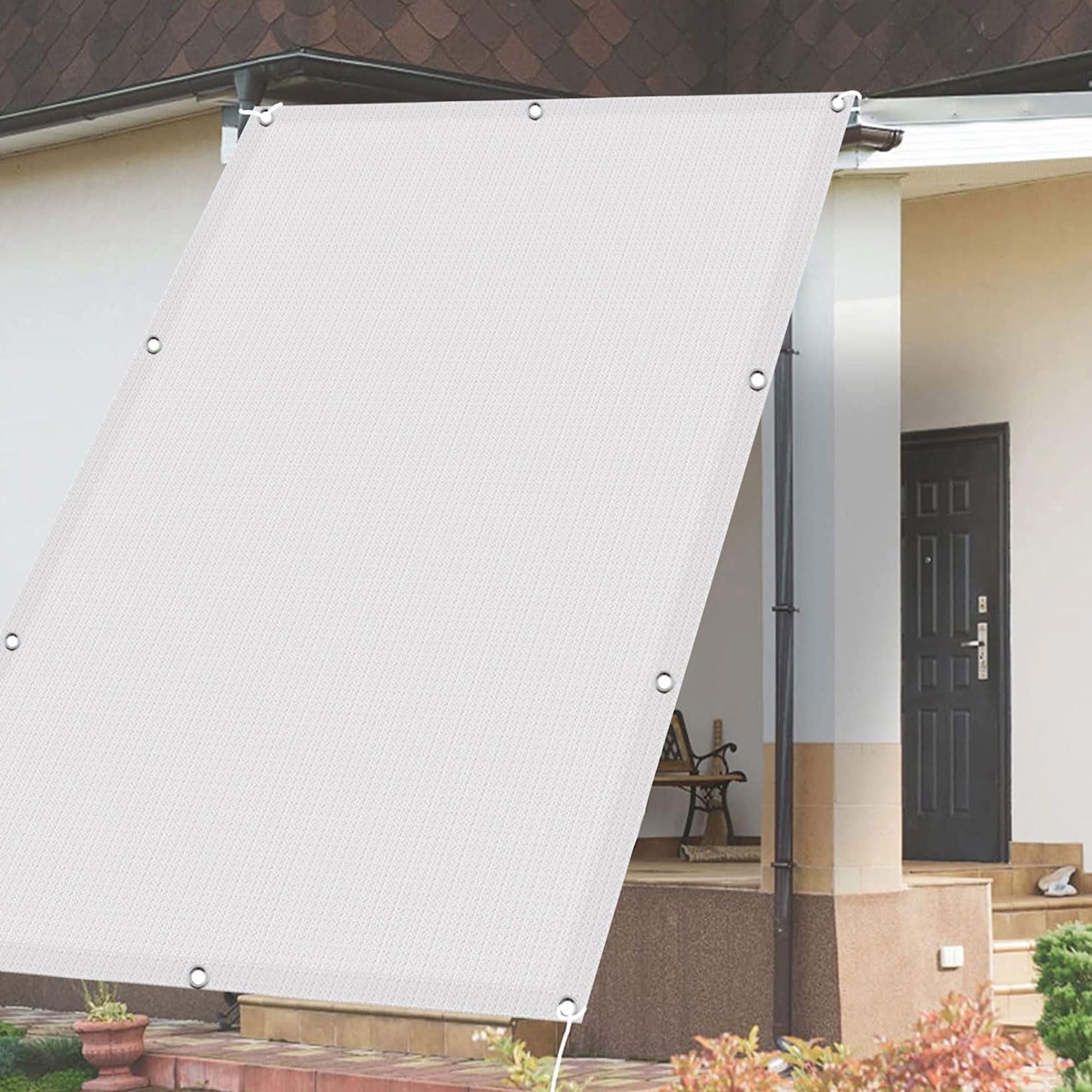 Voile ombrage rectangulaire 3.2 x 7 m blanc élégant haute protection