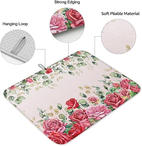 Miniatura 2 de Tapete de secado de platos de gnomo de Navidad para encimera de cocina regalos de Navidad árbol de Navidad almohadilla de secado de biberones rojo y