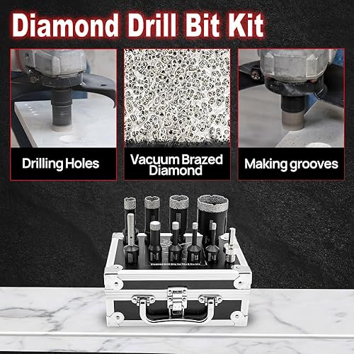 Miniatura 3 de DT-DIATOOL Brocas de diamante de 6/8/10/16/19/25/32/2.008 in con broca de fresado Diamnod de 0.394 pulgadas para azulejos de porcelana, cerámica,