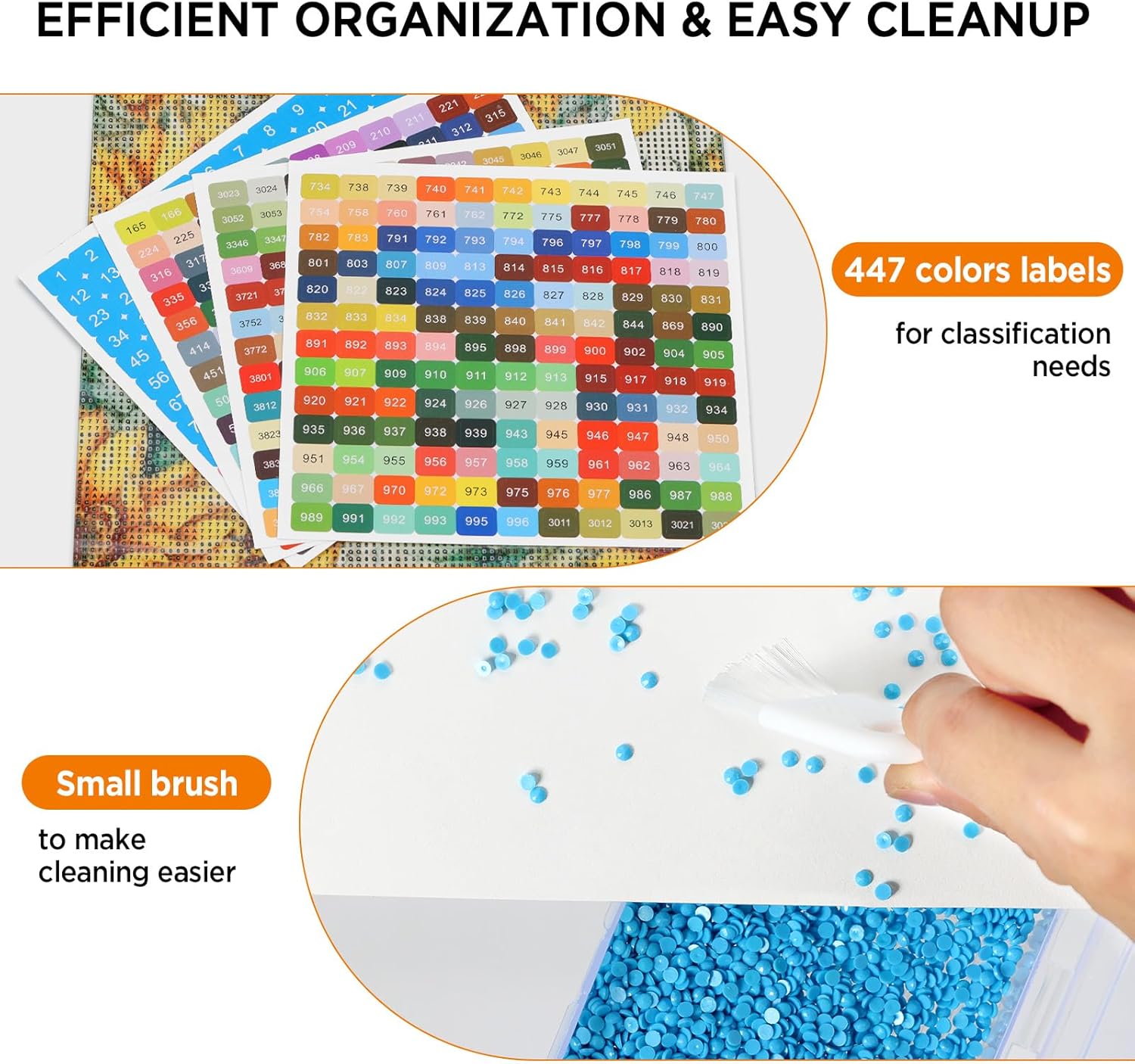 Zefy 45pcs Stackable Diamond Art Storage Trays, 2-in-1 Diamond Painting Containers Trays with 447 Colors Labels Stickers, Diamond Art Accessories for Gems Drills Dots