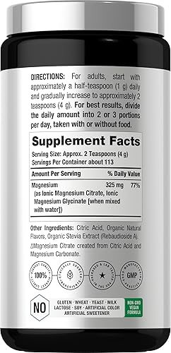 Miniatura 2 de Horbaach Citrato de magnesio y glicinato  325 mg  16 onzas  Mezcla de bebida con sabor a limón de frambuesa  Vegana, sin OMG y sin gluten