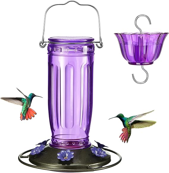 Kingsyard Glass Hummingbird Feeder for Outdoors Wild Bird Feeder with 6 Feeding