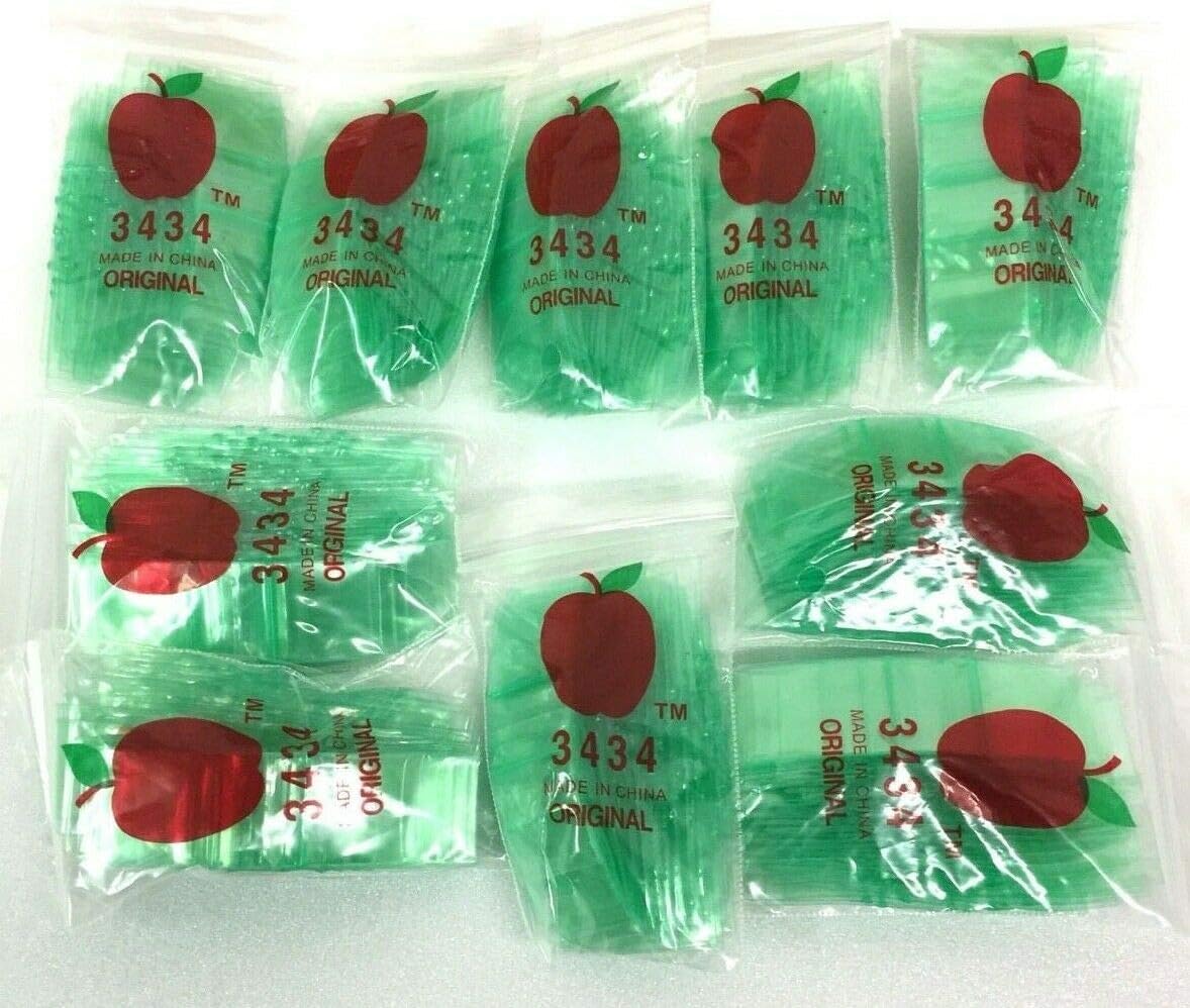 3434 (3/4"X3/4") Green Color Apple Brand Bags Mini Zip Lock