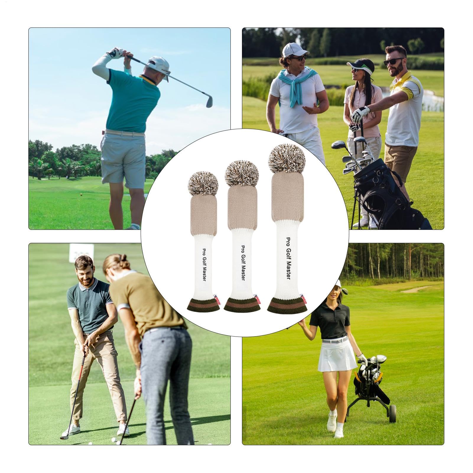 Fundas para Cabezas de Palos de Golf Maderas Tejidas,Fundas para Cabezas de Palos de Golf | 3 Piezas de protección para la Cabeza de Punto - Fundas para Cabezas de Golf con protección Ligera y c