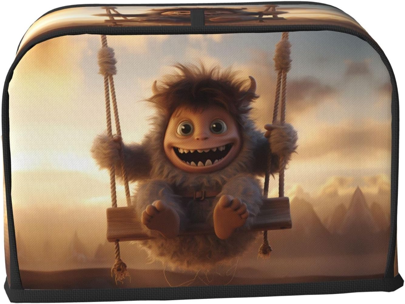 The little monster on the swing Printing Toaster lid household 2-slice bread machine dust cover protective cover
