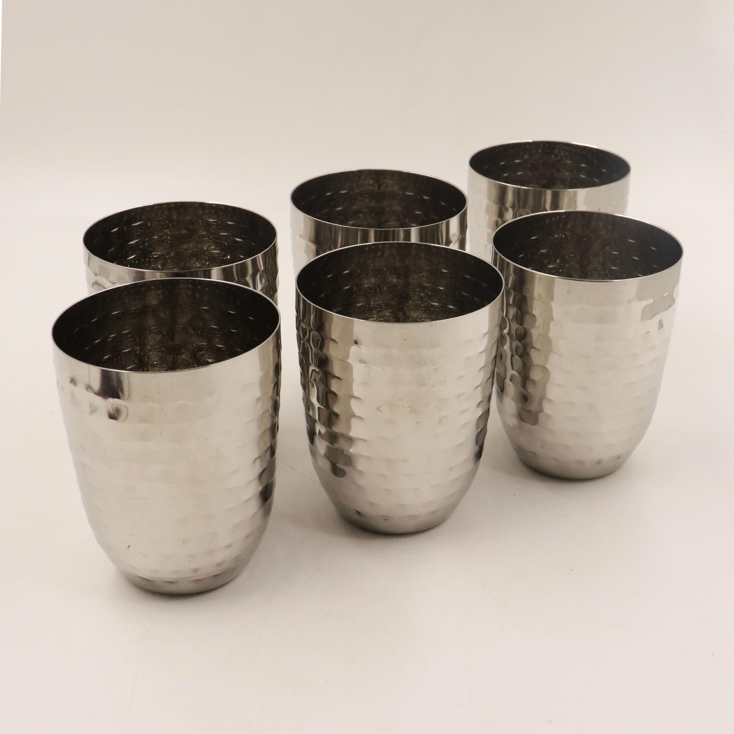 Spillbox Stainless Steel Tumblers | Glass | Drinkware | Stainless Steel Tumbler | hot or Cold for a Longer time- Hammered Tumbler (Pack of 6)
