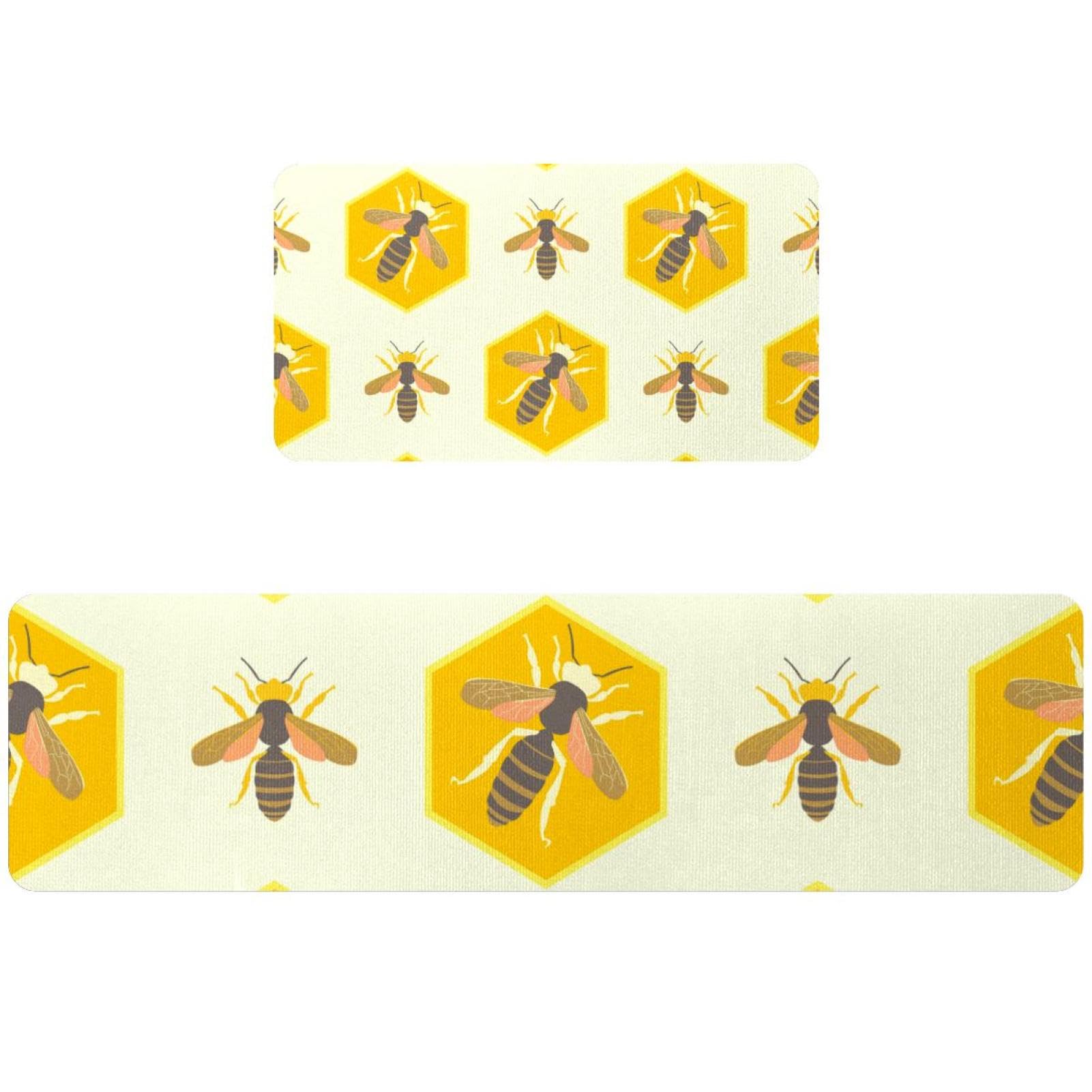Alfombrillas de cocina absorbentes: alfombra antideslizante y lavable con estampado de abejas
