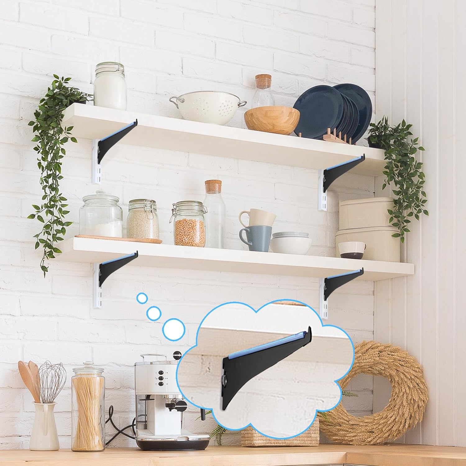 Gisafai 20 Pack 12 Inch Shelf Adjustable Shelving Brackets Single Track Twin Track System Metal Bracket for Shelving Shelf for Stores Closet Kitchen