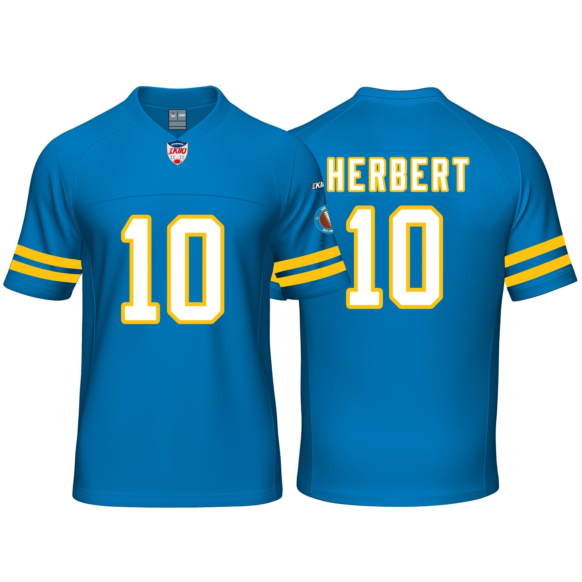 Custom Mens/Youth Football Stitched T-Shirt for Sports Fan Blue