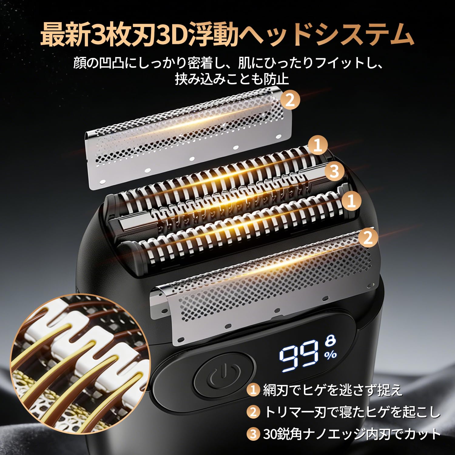 Amazon | ひげそり 電動シェーバー 小型 【2026新進化 360℃剃り】 電気