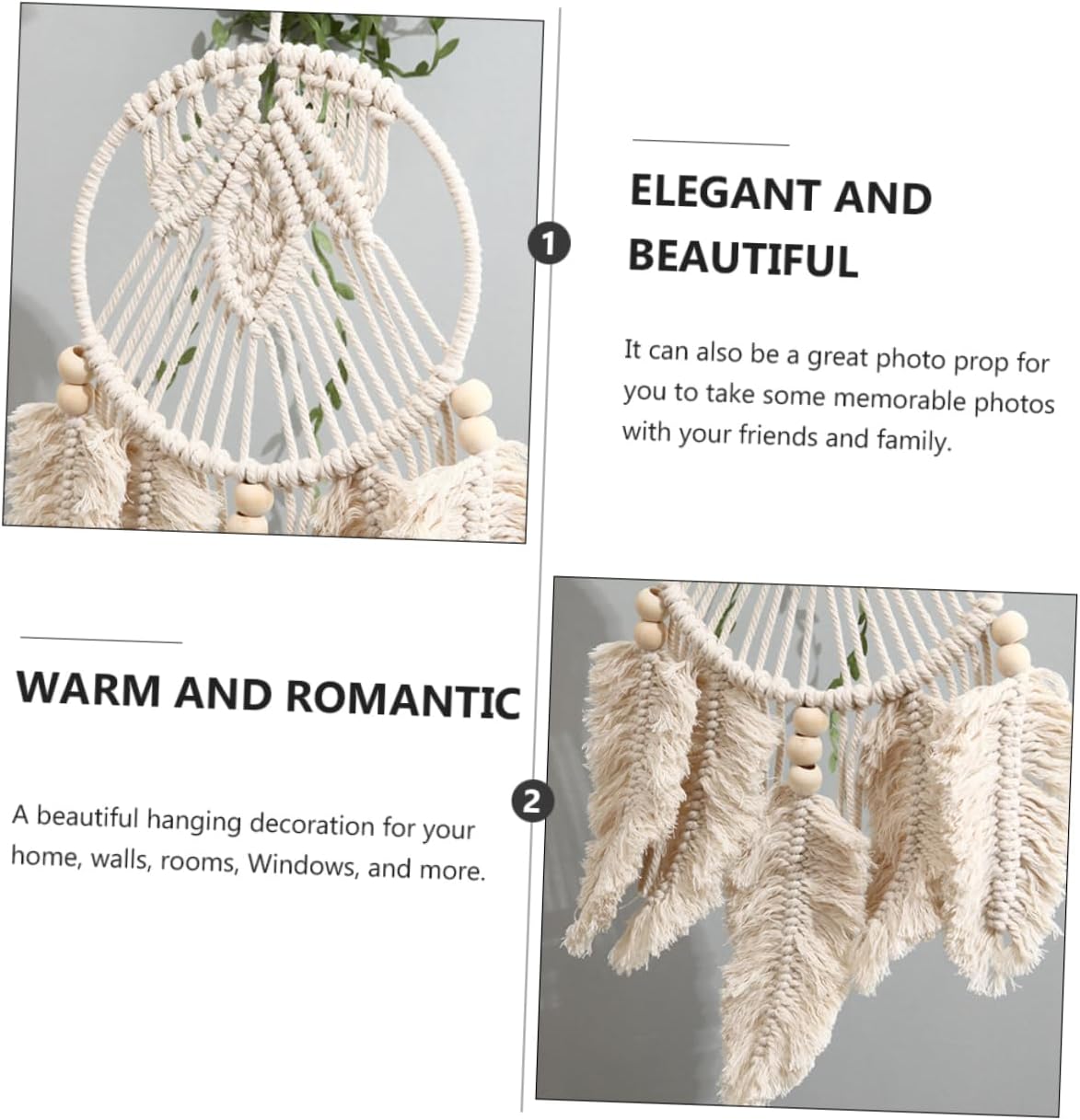 Handmade Bamboo Wall Hanging Dream Catcher Leaf Design Bohemian Wall Art Decor for Bedroom and Nursery Unique Home Decoration