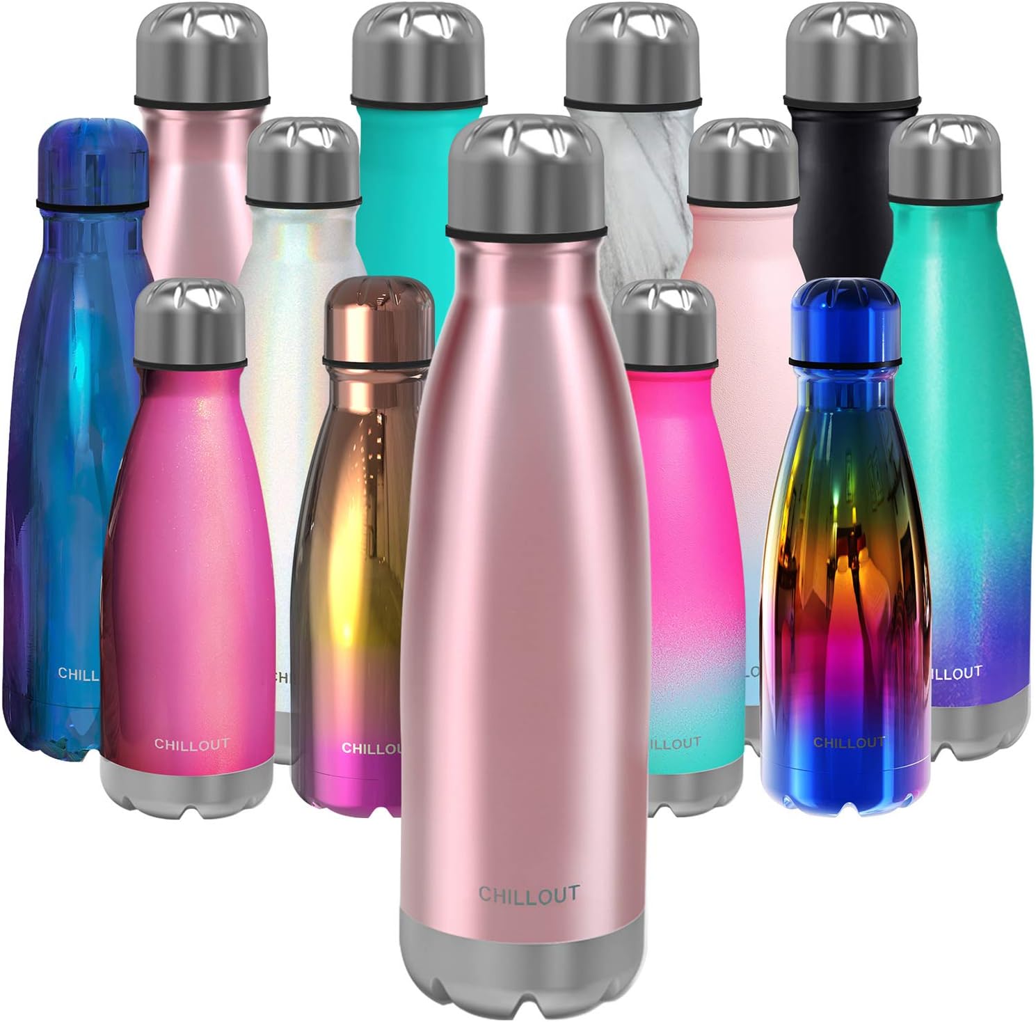 CHILLOUT LIFE Stainless Steel Water Bottle: 25 oz Double Wall Insulated Cola Bottle Shape for Cold and Warm Drinks, BPA Free Metal Sports Bottle