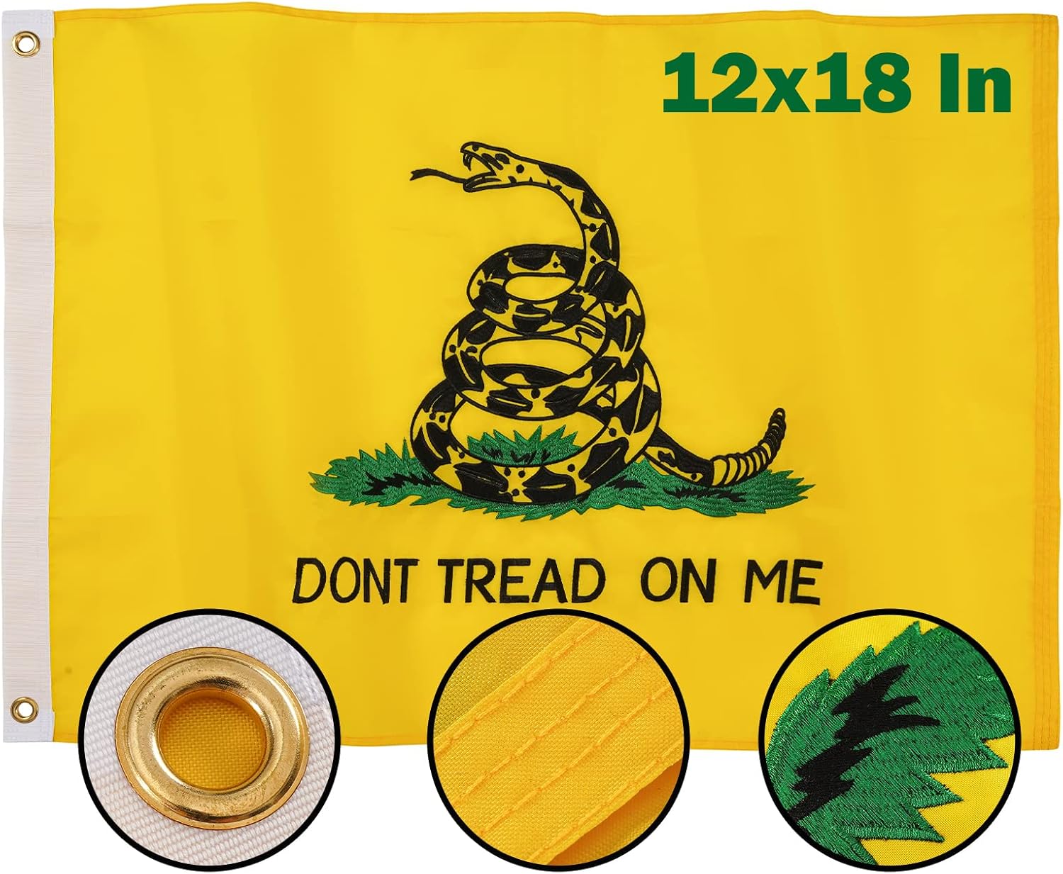TOPFLAGS Dont Tread on Me 4x6 American Gadsden Flag Heavy Duty Embroidered Snake Durable 210D with Brass Grommets Banner for Outdoor Indoor