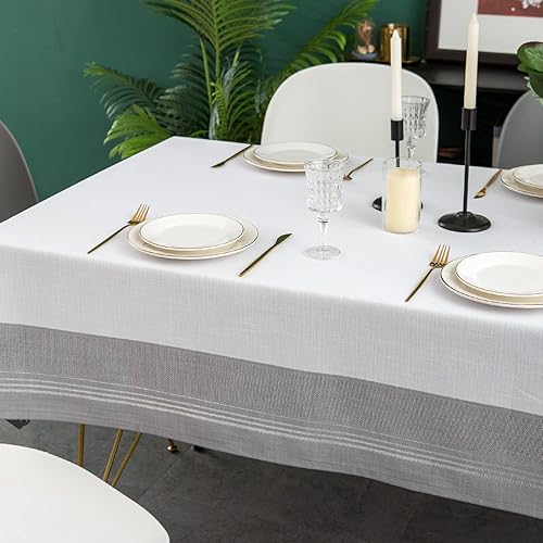 Miniatura 2 de MANGATA CASA Manteles para mesas rectangulares, de poliéster con hojas grises, impermeables, sin arrugas, lavables, manteles de cocina para comedor,