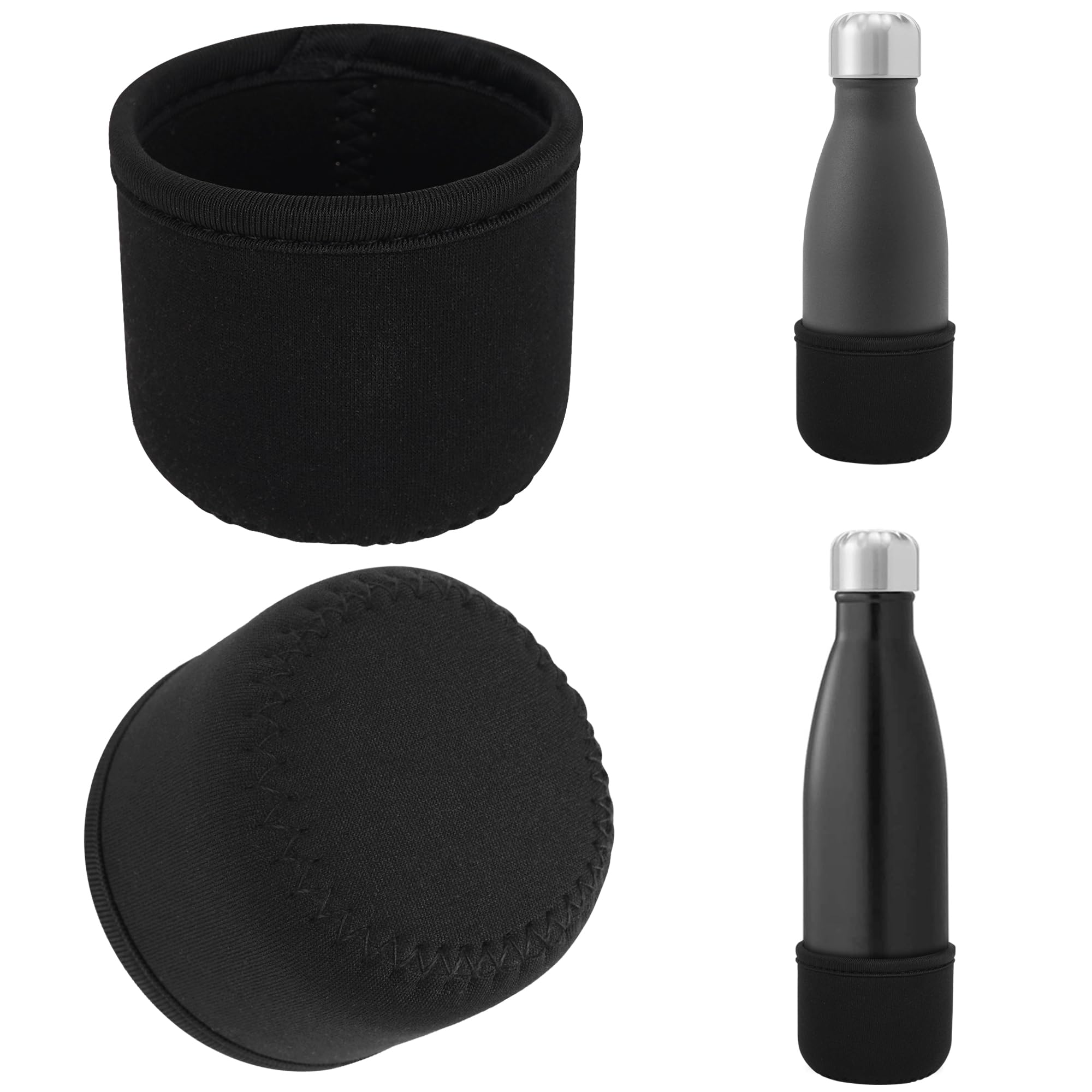 Linkidea 2 Pack Water Bottle Boot Compatible with 9oz/12oz/17oz S Original, BJPKPK, MIRA Cascade Cola Shaped Bottles, Neoprene Bottle Bottom Bumper Protector (Black)