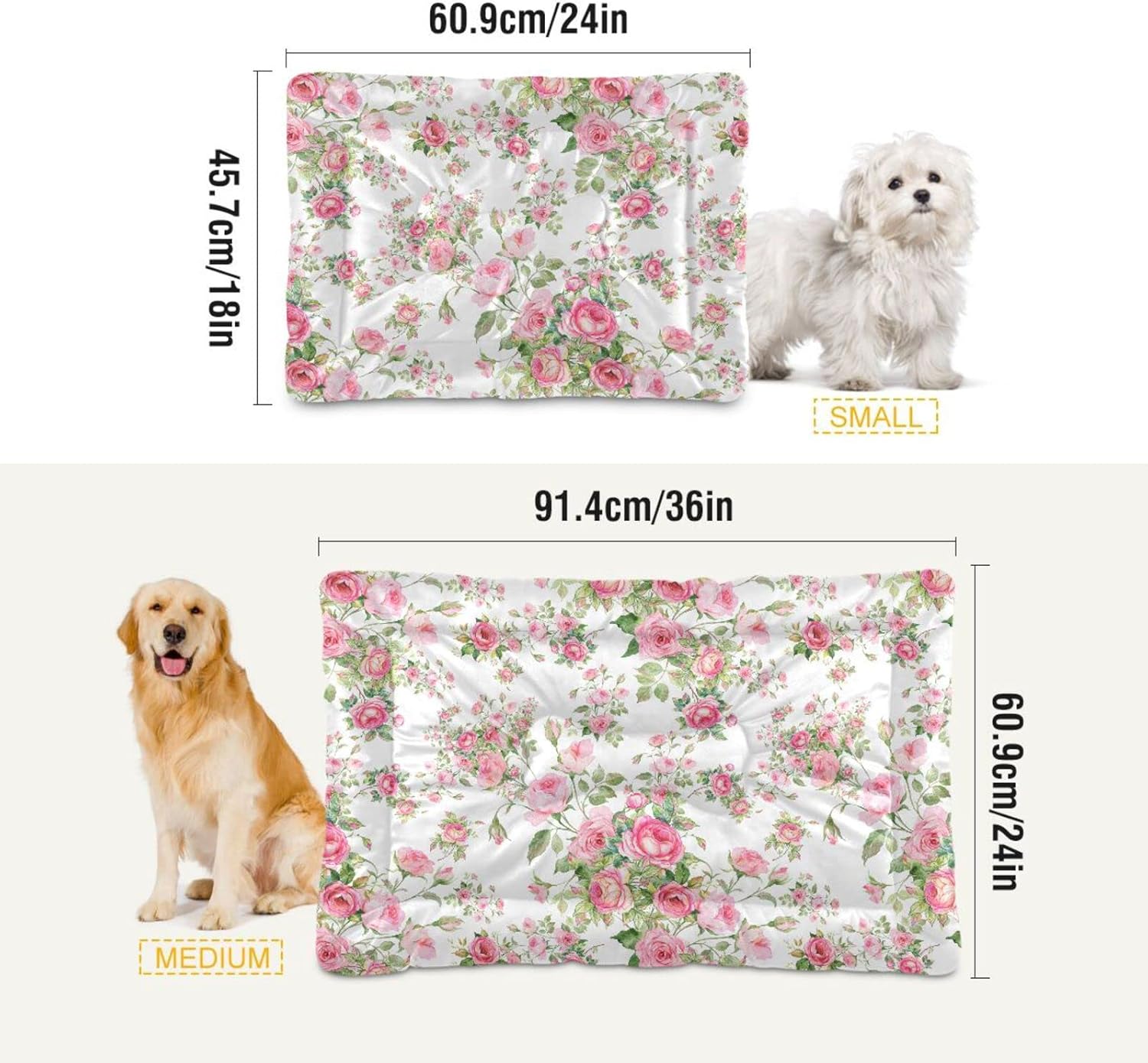 review Ultra Soft Pet Bed Washable Dog Bed Crate Mat for Dogs Fleece Dog Crate Kennel Pad Cat Pet Bed Liner 24x18in Lovely Floral Roses
