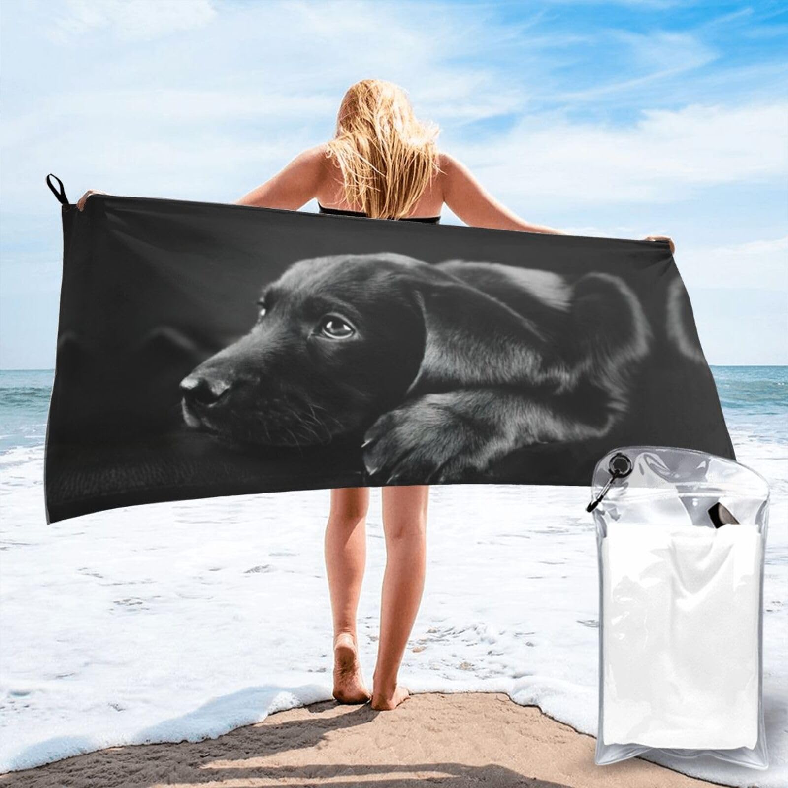 WYCZHY Puppies Dog Print Beach Towel Soft Quick Dry For Spa Pool Gym Vacation Travelers Women Men Adults Sauna Gift