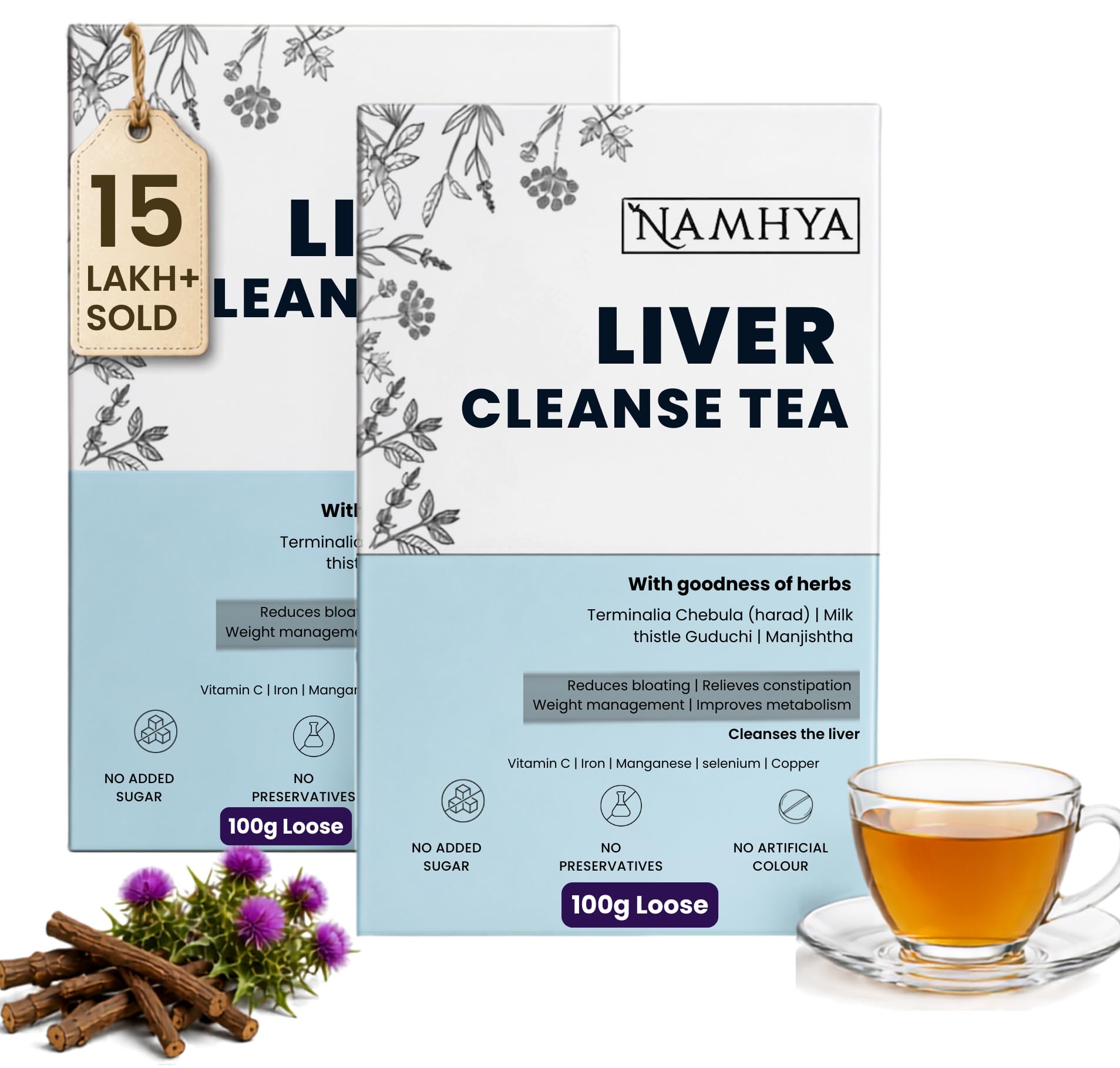 Namhya Liver Cleanse Herbal Tea | Fatty Liver Detox | 100gmx2 Loose Tea
