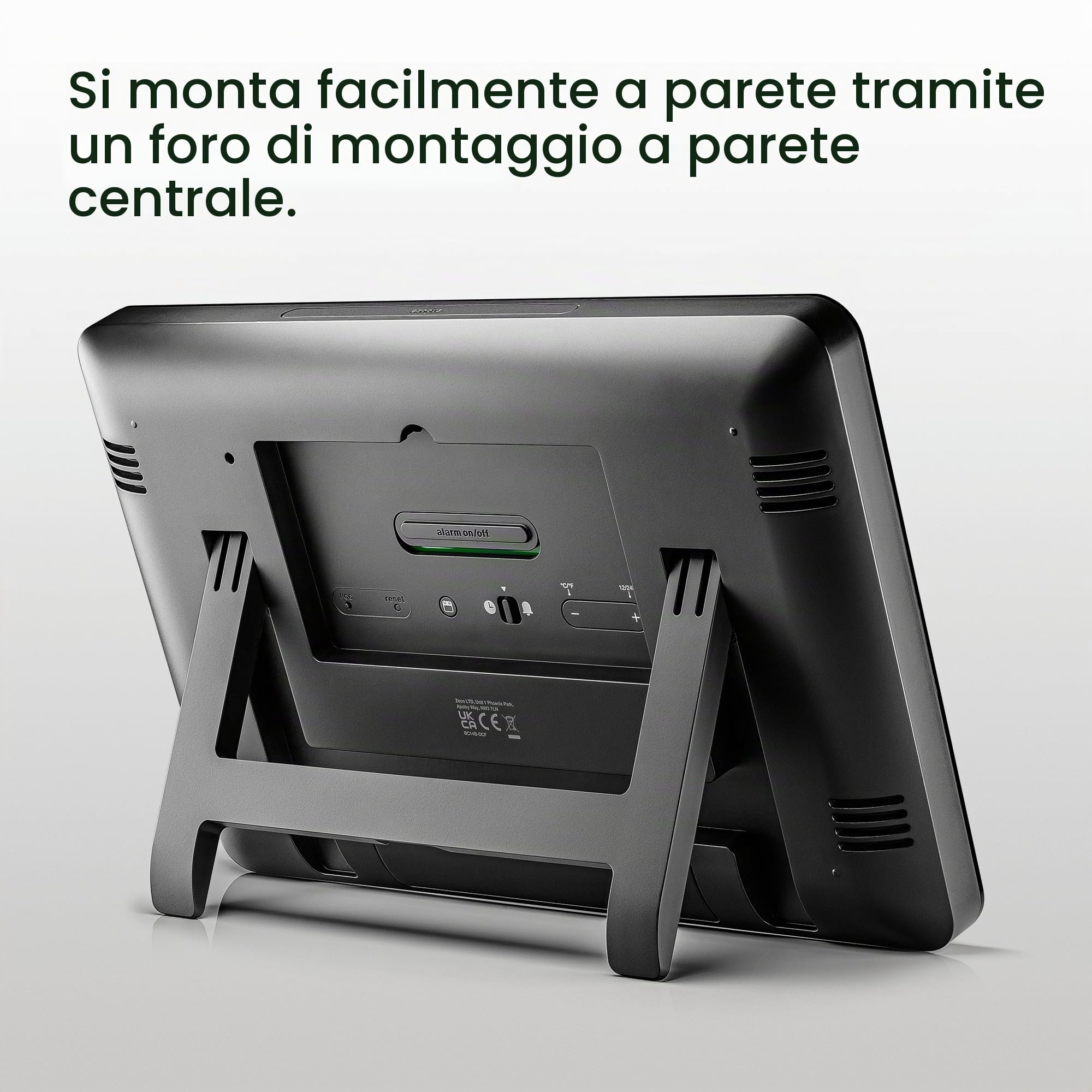 Braun Orologio da Parete Digitale Radiocontrollato con Ora dell'Europa Centrale (DCF) con Temperatura, Data, Giorno, Ampio Display LCD Reverso, Allarme Acustico Crescendo in Bianco, Modello BC14B-DCF