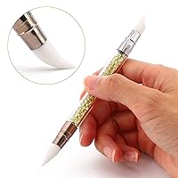Vista 2 de 5 piezas de herramientas de uñas de silicona con doble punta para escultura de arte de uñas, bolígrafo de tallado de esmalte de uñas de diamantes