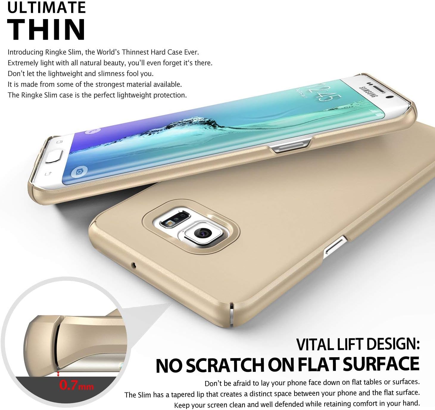 Ringke Slim Compatible with Galaxy S6 Edge Plus Case Outfitted & Slender Tailored Cutouts Superior Steadfast Compelling Lightweight PC Hard Cover for Galaxy S 6 Edge Plus - Royal Gold