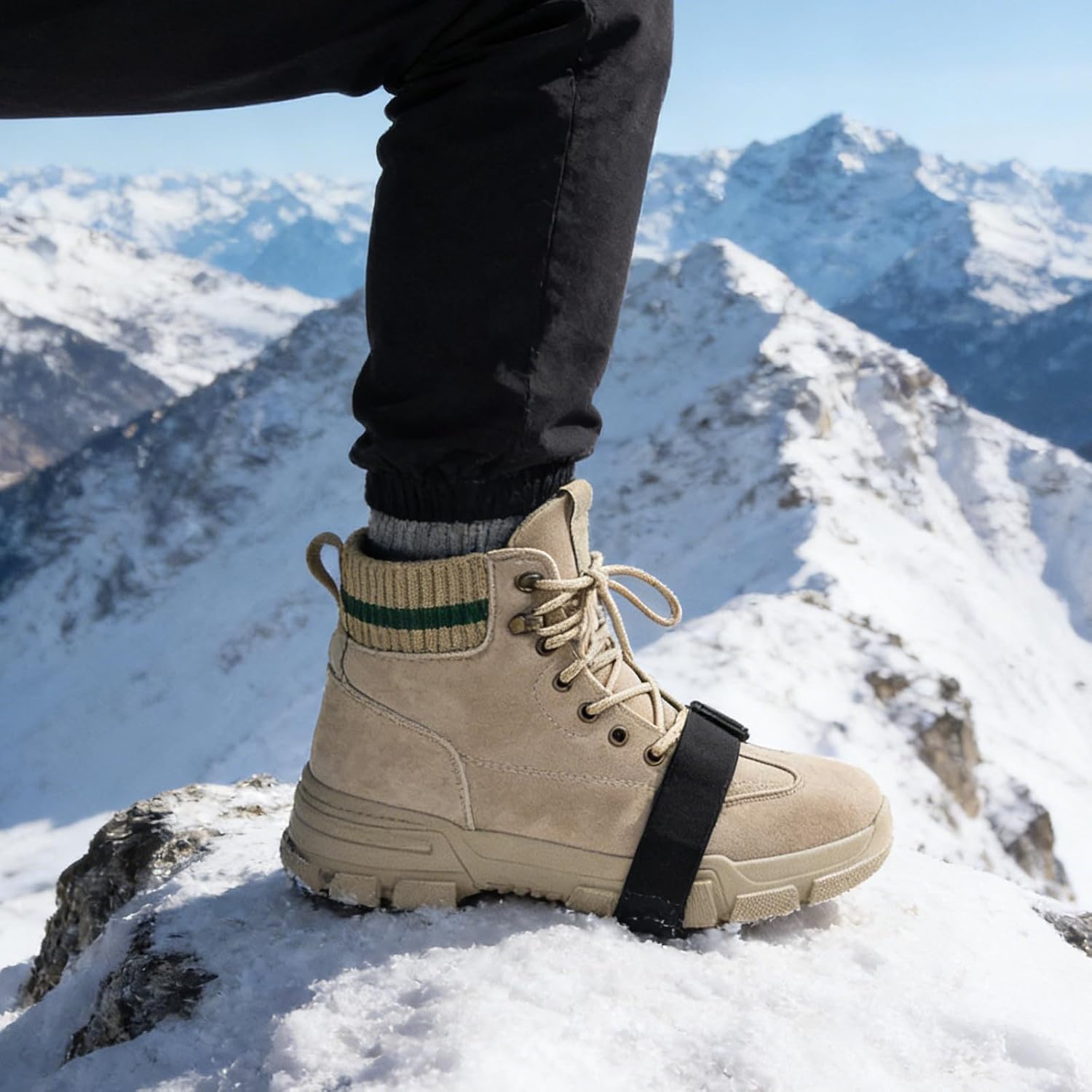 UKCOCO Ice Snow Traction Cleats for Shoes with 14 Studs, Lightweight Rubber and Iron Material, Enhanced Ice Grip and Elastic Band, for Jogging and Outdoor Activities in Winter