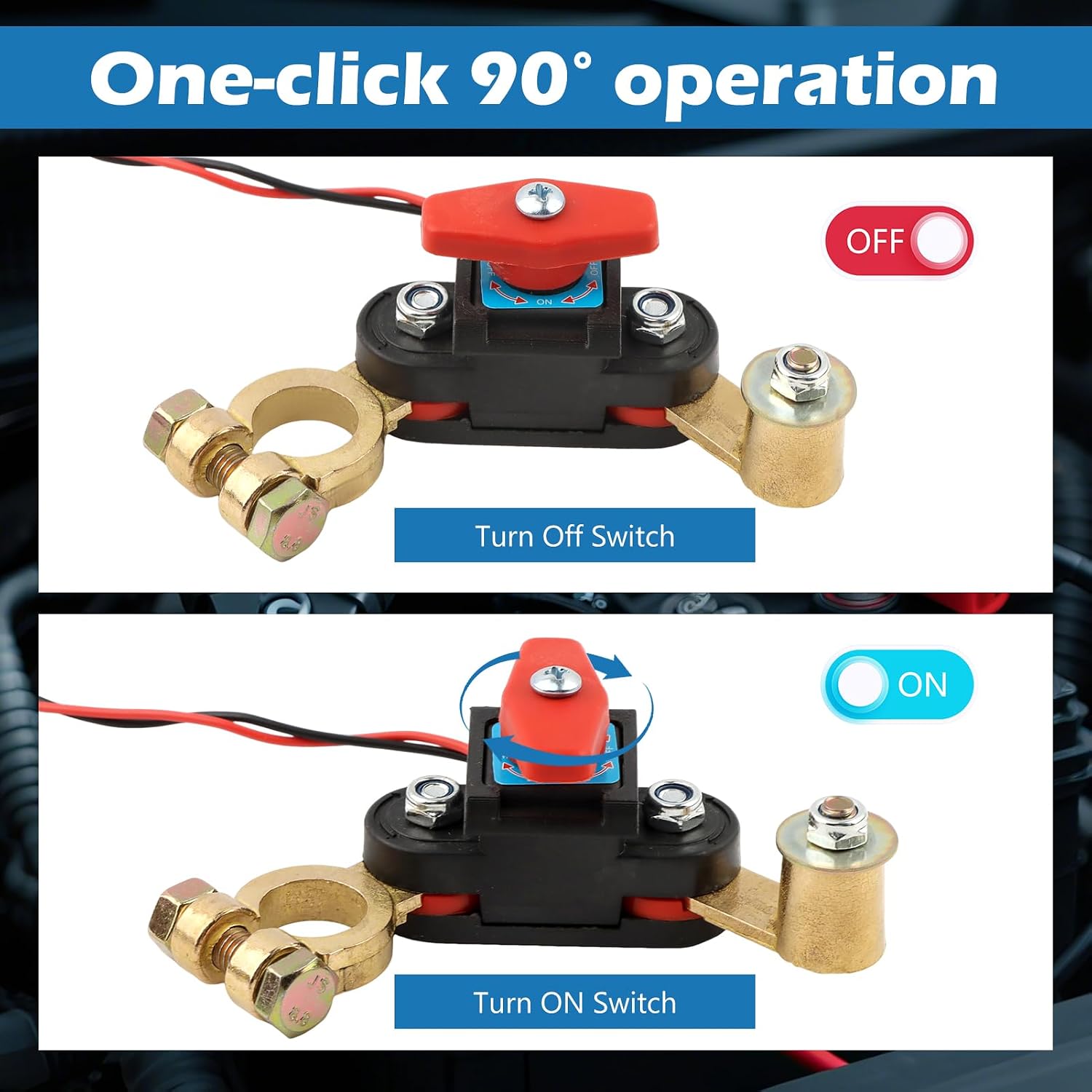 Car Battery Disconnect Switches with Voltmeter, 12V/24V Adjustable Battery Shut Off Switchs, Pure Copper Stable Transmission Disconnect Switch for Car Truck RV Boat Power Control