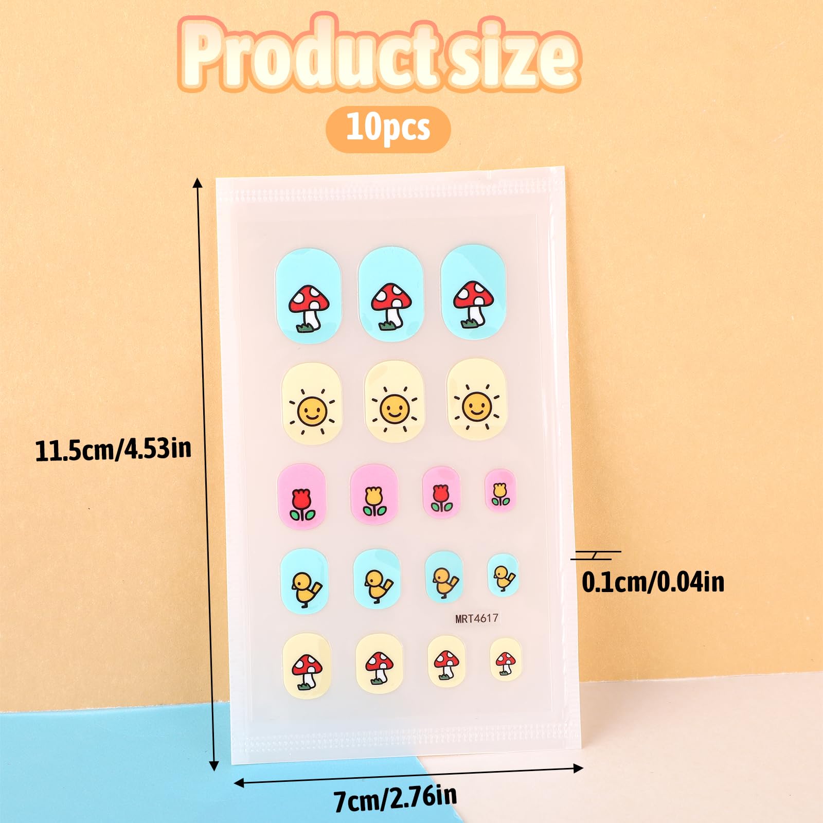 Qianyu 180 Pcs 10 Sheets Colorful Full Nail Stickers Wraps Cartoon Nail Art Stickers Cute DIY Self Adhesive Kids Nail Polish Sticker Decal for Kid Christmas Holiday Nail Decor