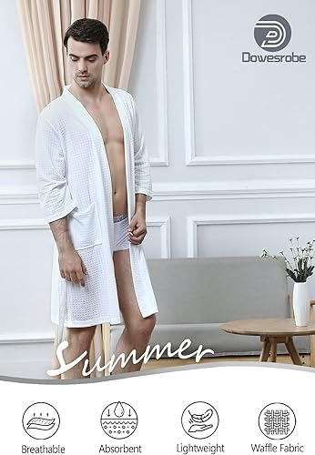 Miniatura 6 de Bata de baño tipo kimono ligera hasta la rodilla para hombre, bata de ducha para spa
