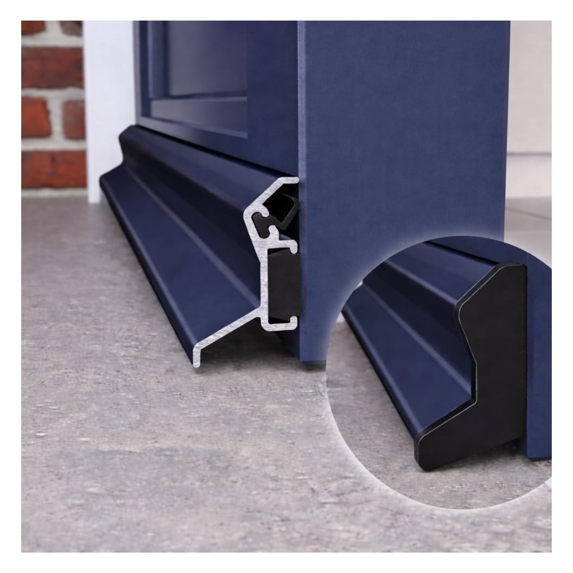 Aluminium Door Rain Deflector 914mm β Concealed Fix Weather Drip Bar for uPVC, Composite & Timber Doors β External Water Guard with End Caps (Blue RAL 5004)