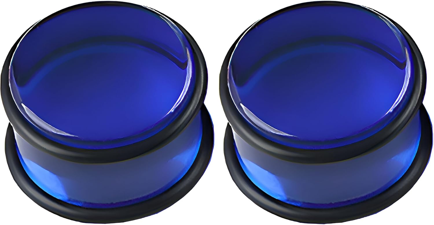 2 PCS Blue Translucent 4 mm(6 G) Acrylic Ear Gauges Tunnels Plugs Retainer Stretching Expander Ears Stretcher No Flare Gauges Earrings Women Men Body Piercing Jewelry