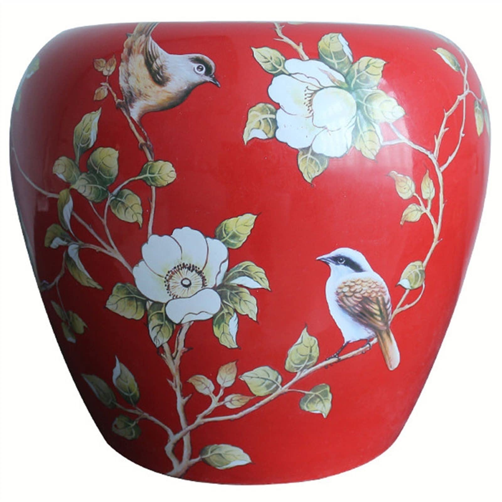 Tabouret de tambour décoratif en céramique d'art peint à la main oiseau et fleur