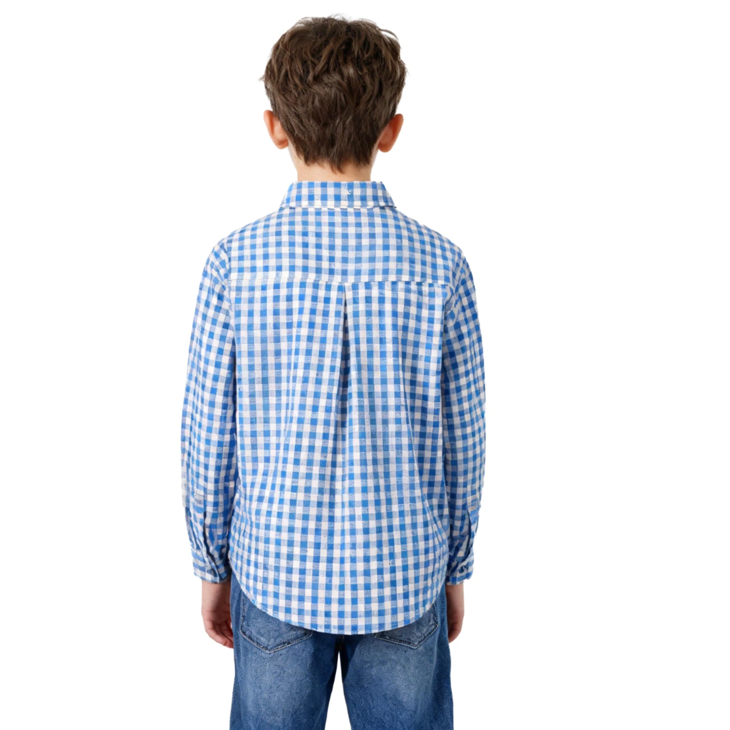 Rolanko Camisa de Cuadros para Niñas Niños Manga Larga Algodón Chaqueta con Botones Informales Ligera Blusas