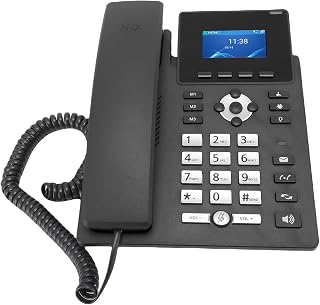 ASHATA IP Phone, VoIP Accounts, 2.4 Inch Color Display Desktop Business Media Phone Supports 2 Service Lines, with WAN POE LAN Handset Interface, Compatible for USB A for RJ9