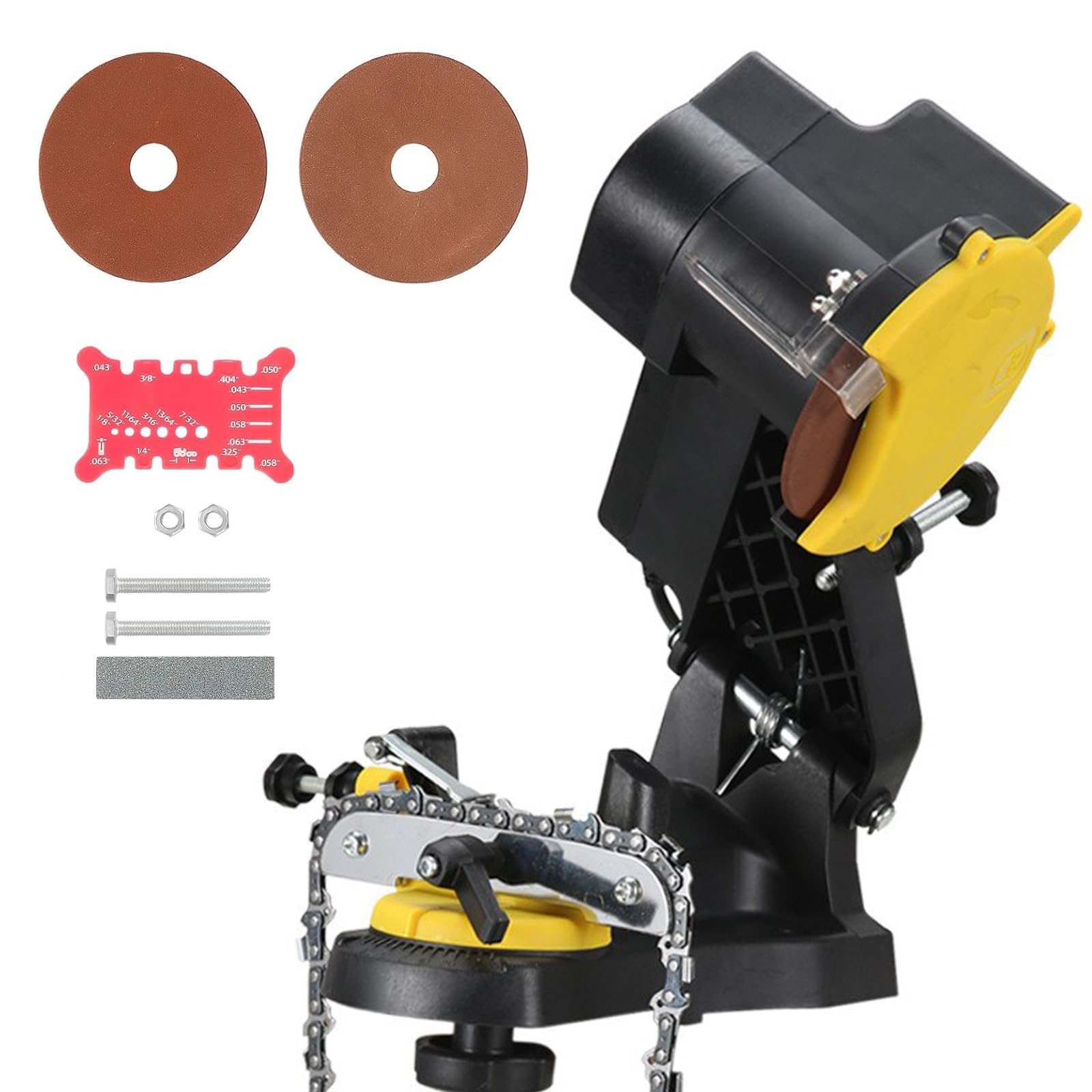 TYH Afilador Profesional De Motosierras Eléctricas, con 3 Muelas Abrasivas, Led Compacto De 85 W, Afilador De Cadena para Motosierras Eléctricas, Ajuste De Ángulo De Precisión