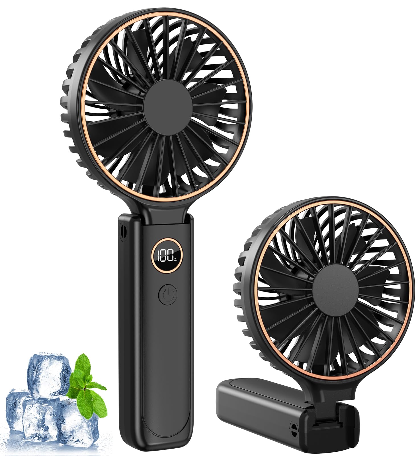 Rintea Ventilatore Portatile, 4000 mAh Mini Ventilatore Portatile, Ventilatore USB Ricaricabile con 6 Velocità, Ventilatore da Tavolo a Batteria per Ufficio, Interni, Viaggi, Spostamenti, Esterni