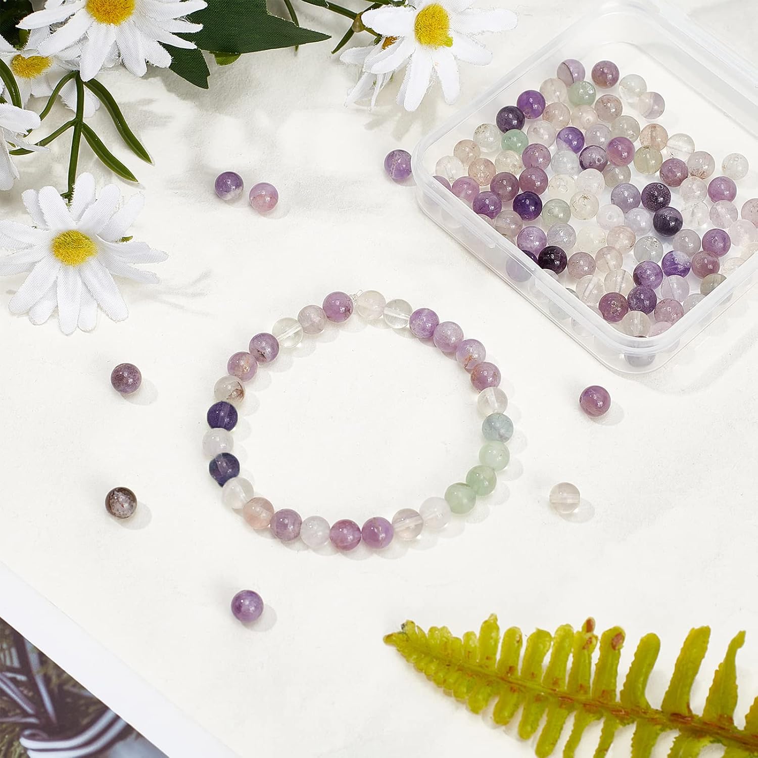 OLYCRAFT about 122Pcs Natural Purple Fluorite Beads 6~6.4mm Undyed Energy Beads 1mm Hole Round Loose Gemstone Beads for Bracelet Necklace Jewelry Making - Image 5
