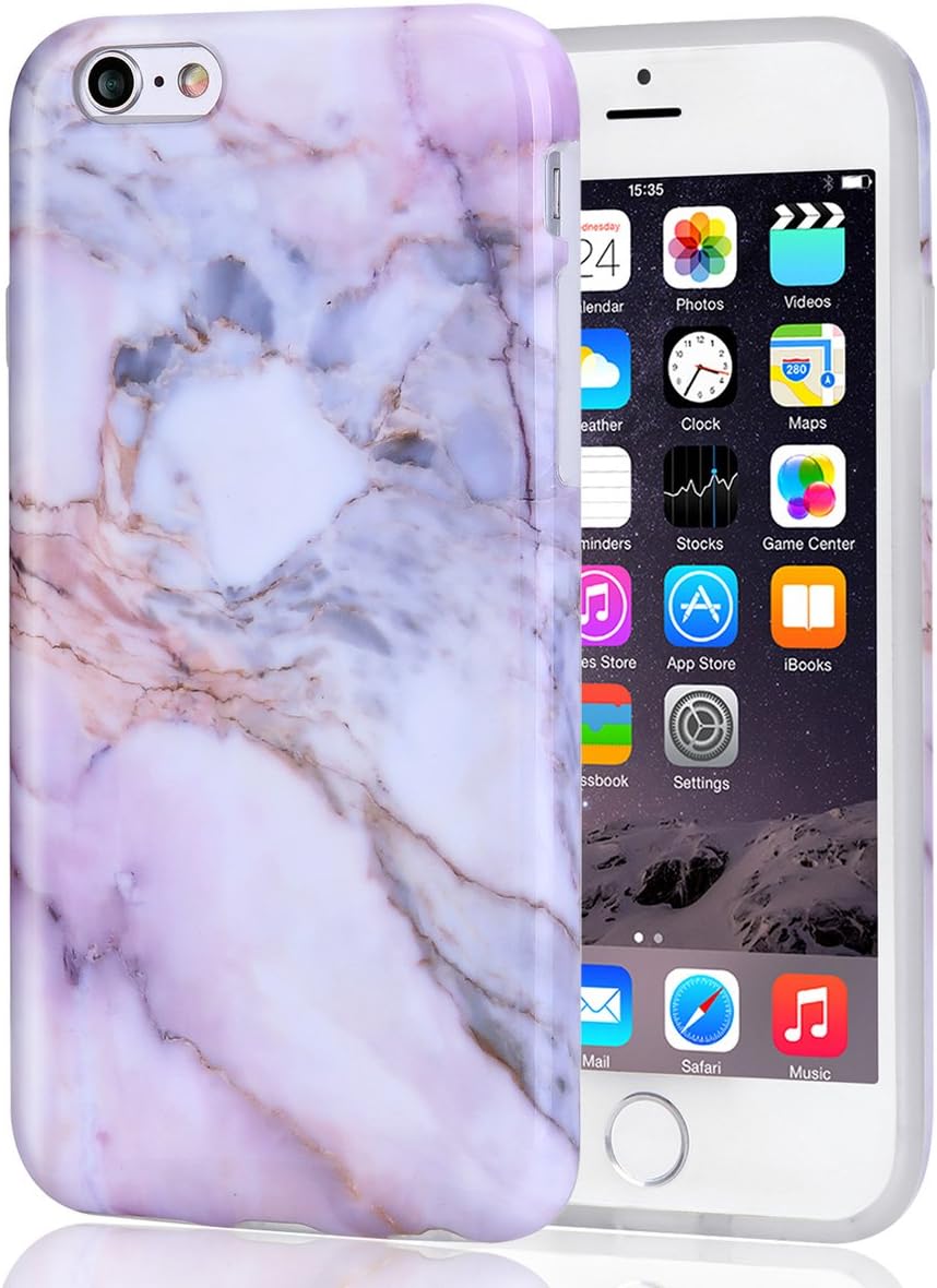 iPhone 6s Plus Case Pink Marble for Girls, DAKMEEA Women Best Protective Cute Clear Slim Shockproof Glossy TPU Soft Rubber Silicone Cover Phone Case for Apple iPhone 6s Plus/iPhone 6 Plus