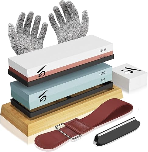 KERYE - Juego de piedras para afilar cuchillos, kit de herramientas profesional de afilado japonés para afilar, grano 4 lados 4001000 30008000